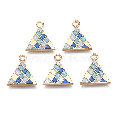 Light Gold Royal Blue Triangle Alloy+Enamel Pendants