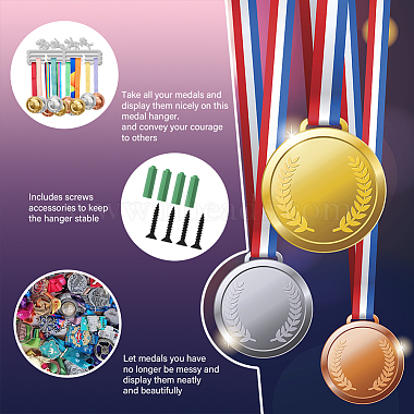 Support mural d'affichage de support de cintre de médaille de fer de thème sportif(ODIS-WH0021-475)-4