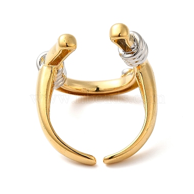 U-Shape Brass Open Cuff Rings for Women(RJEW-B062-13GP)-3