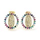 Brass Micro Pave Colorful Cubic Zirconia Stud Earrings for Women(EJEW-D086-10G)-1