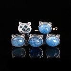 Natural Aquamarine Beads, with Alloy Finding, Cat, 9x11x12mm(PW-WG2C262-02)