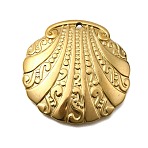 304 Stainless Steel Pendants, Shell Shape, Ion Plating(IP), Real 18K Gold Plated, 34.5x34x4mm, Hole: 1.6mm(STAS-Z163-02G)