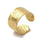 Ion Plating(IP) 304 Stainless Steel Cuff Ring Settings, Textured Wide Band Ring with Loop, Golden, 10mm, Inner Diameter: 17mm(X-STAS-E202-01G)