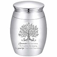 Column Zinc Alloy Cremation Urn, with Velvet Packing Pouches & Polishing Cloth & Disposable Flatware Spoons, Tree of Life, 1.59 inch(4.05cm), Capacity: 30ml(1.01fl. oz)(AJEW-CN0002-90C)