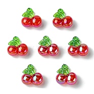 Electroplated Transparent Acrylic Pendants, Crackle Cherry Charms, Red, 20.5x19.5x10mm, Hole: 1.8mm(FIND-CJC0022-19)