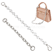 WADORN 2Pcs 2 Style Acrylic Imitation Keshi Pearl & Aluminium Chain Bag Handles, Platinum, 21.5~37cm, 1pc/style(DIY-WR0002-69P)