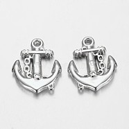 CCB Plastic Anchor Pendants, Nickel Color, Size: about 20mm long, 16mm wide, 3mm thick, hole: 2mm(X-CCB-H629)