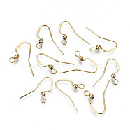 304 Stainless Steel Earring Hooks, Ear Wire, with Horizontal Loop, Cadmium Free & Nickel Free & Lead Free, Real 18K Gold Plated, 16~18x22mm, Hole: 2mm, Pin: 0.7mm(X-STAS-N092-104G-NR)