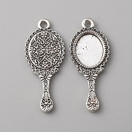 Tibetan Style Alloy Pendants, Mirror Charm, Antique Silver, 34x14x2mm, Hole: 2mm(FIND-WH0155-024)