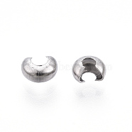 304 Stainless Steel Crimp Beads Covers, Stainless Steel Color, 3.5x4mm, Hole: 1.4mm(STAS-S117-011A)