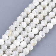 Natural White Shell Beads, Mother of Pearl Shell Beads Strands, Round, Ivory, 5mm, Hole: 1mm, about 75pcs/strand, 14.9 inch(SHEL-T012-49C)