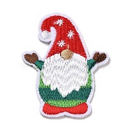 Christmas Gnome Appliques, Computerized Embroidery Cloth Iron on/Sew on Patches, Costume Accessories, Red, 61x45.5x1mm(DIY-D080-07)