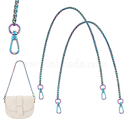 Elite 2Pcs Zinc Alloy Wheat Chain Bag Handles, Alloy Swivel Clasp Bag Strap, Rainbow Color, 60.2cm, Link: 9x6x2mm(FIND-PH0009-82C)