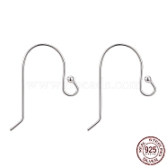 925 Sterling Silver Earring Hooks, Ear Wire, Silver, 17x10mm, Hole: 1.5mm, 24 Gauge, Pin: 0.5mm(STER-G011-13)