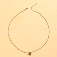 Stainless Steel Natural Stone Pendant Necklace 18K Gold Plated Women's Clavicle Chain, 16.54 inch(42cm)(HW0705-3)