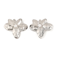 Flower Iron Stud Earrings, with Alloy Pin and Imitation Pearl, Platinum, 70x80mm(EJEW-L096-007P)