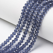 Glass Beads Strands, Faceted, Rondelle, Slate Blue, 8x6mm, Hole: 1mm, about 64~65pcs/strand, 15.75~16.14 inch(40~41cm)(EGLA-A044-T8mm-D12)