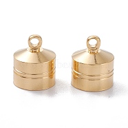 Brass Cord Ends, End Caps, Long-Lasting Plated, Column with Loop, Real 24K Gold Plated, 14x11.5mm, Hole: 2mm, Inner Diameter: 10mm(X-KK-D002-05G)