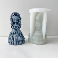 DIY 3D Goddess Girl with Animal Figurine Statue Silicone Molds, Portrait Sculpture Resin Casting Molds, for UV Resin, Epoxy Resin Craft Making, Fox, 95x58x55mm(DIY-G081-01D)