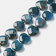 Natural Apatite Beads Strands, Faceted Love Heart, with Seed Beads, 11~12x12x4~5mm, Hole: 0.9mm, about 30~32pcs/strand, 15.35''(39cm)(G-B044-B06-01)
