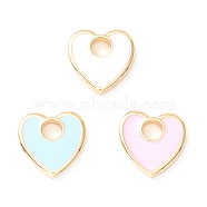 Rack Plating Eco-friendly Brass Enamel Charms, Long-Lasting Plated, Real 18K Gold Plated, Cadmium Free & Nickel Free & Lead Free, Heart, Mixed Color, 9.5x10x2mm, Hole: 3mm(KK-D073-04G-NR)
