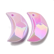 UV Plating Acrylic Pendants, Faceted, Moon, Plum, 29x19x9mm, Hole: 2.5mm(PACR-C006-01C)