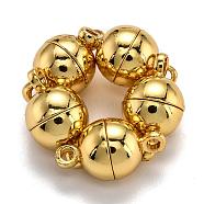 Round Brass Magnetic Clasps with Loops, Nickel Free, Golden, 11x6mm, Hole: 1mm(KK-D468-A-G-NF)