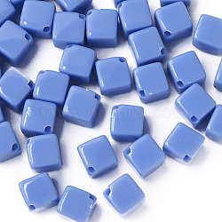 Opaque Acrylic Beads, Cube, Cornflower Blue, 13x14.5x14.5mm, Hole: 2mm, about 530pcs/500g(MACR-S373-135-A02)