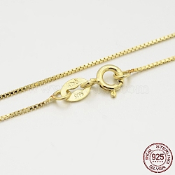 925 Sterling Silver Box Chain Necklaces, with Spring Ring Clasps, Thin Chain, Golden, 16 inch, 0.6mm(STER-M086-03A)