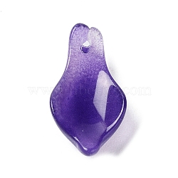 Two Tone Glass Pendants, Lotus Leaf Charms, Mauve, 20x10.5x5mm, Hole: 1.2mm(GLAA-A011-20D)