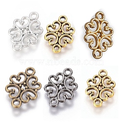 Tibetan Style Links connectors, Zinc Alloy, Flower, Mixed Color, Cadmium Free & Nickel Free & Lead Free,  18x13x1mm, hole: 2mm(TIBEP-S005-M-FF)