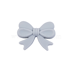 Bowknot Food Grade Silicone Beads, Chewing Beads For Teethers, DIY Nursing Necklaces Making, Light Grey, 16x26mm(PW-WG39907-04)