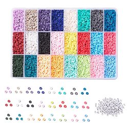 DIY Beads Jewelry Kits, Including Disc/Flat Round Handmade Polymer Clay Beads, Heishi Beads, Flat Round Acrylic Beads, Mixed Color, 4x1mm, Hole: 1mm, 240g(DIY-JQ0001-05-4mm)