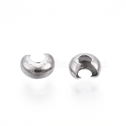 Non-Tarnish 304 Stainless Steel Crimp Beads Covers, Stainless Steel Color, 3.5x4mm, Hole: 1.4mm(STAS-S117-011A)