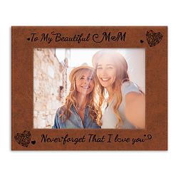 Leather Picture Frame, Laser Printed Photo Frame, for Home Decor, Horizontal Rectangle with Word, for Mother's Day, Heart Pattern, 247x197mm, Inner Diameter: 127x177mm(AJEW-WH0320-01I)
