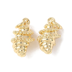 Brass Pendants, Sea Animals Charms, Cadmium Free & Lead Free, Rack Plating, Long-Lasting Plated, with Jump Ring, Shell Shape, 14.5x8.5x7mm, Hole: 3mm(KK-C143-46C-G)