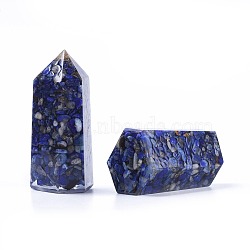 Orgone Obelisk Jumbo, Resin Pointed Home Display Decoration, Healing Stone Wands, for Reiki Chakra Meditation Therapy Decos, with Natural Lapis Lazuli Inside, Irregular Hexagonal Prisms, 51~52x26~27x20~23mm(DJEW-L014-A01)