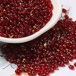 Spray Painted Glass Seed Beads, Peanut, Red, 4~5x2~2.5x2~2.5mm, Hole: 0.8~0.9mm, about 8500pcs/pound(SEED-F005-11A-04)