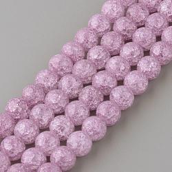 Synthetic Crackle Quartz Beads Strands, Round, Dyed, Plum, 12mm, Hole: 1mm, about 32pcs/strand, 15.7 inch(GLAA-S134-12mm-14)