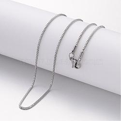 Non-Tarnish 304 Stainless Steel Necklace, Box Chains, with Lobster Clasps, Stainless Steel Color, 17.72 inch(450mm), 1.2mm(MAK-K004-01P)