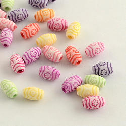 Craft Style Acrylic Beads, Barrel, Mixed Color, 6x10mm, Hole: 2mm, about 2000pcs/500g(MACR-Q157-M06)