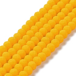 Glass Beads Strands, Faceted, Frosted, Rondelle, Gold, 6x4.5mm, Hole: 1mm, about 86pcs/strand, 16.14''(41cm)(EGLA-A034-P6mm-MD04)
