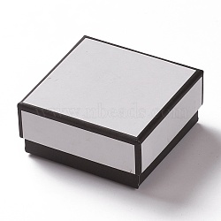 Cardboard Jewelry Boxes, with Sponge Inside, for Jewelry Gift Packaging, Square, White, 7.5x7.5x3.5cm(CON-P008-B02-05)