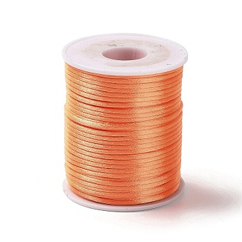 45M Polyester Cord, Satin Rattail Cord, for DIY Chinese Knot Making, Coral, 1.5mm, about 49.21 Yards(45m)/pc
