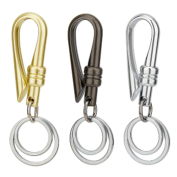 3Pcs 3 Colors Alloy Heavy Duty Keychains with 2 Detachable Key Rings, Car Keys Holder Accessories, Mixed Color, 96.5mm, Clasps: 60x24x7.5mm, 1pc/color