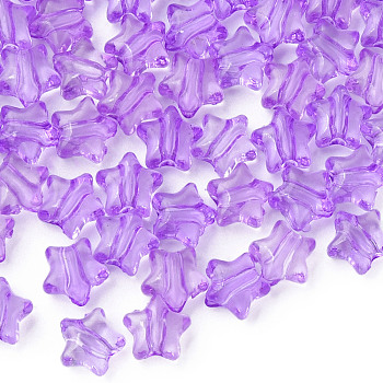 Transparent Acrylic Beads, Star, Medium Orchid, 9x9.5x5.5mm, Hole: 2mm, about 2000pcs/500g
