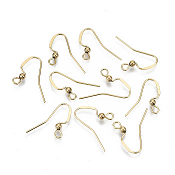 304 Stainless Steel Earring Hooks, Ear Wire, with Horizontal Loop, Cadmium Free & Nickel Free & Lead Free, Real 18K Gold Plated, 16~18x22mm, Hole: 2mm, Pin: 0.7mm