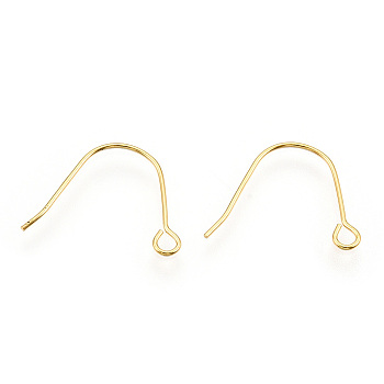 925 Sterling Silver Earring Hooks, Ear Wire with Loops, Real 18K Gold Plated, 11.5x15x0.5mm, Hole: 1.6mm, Pin: 0.5mm