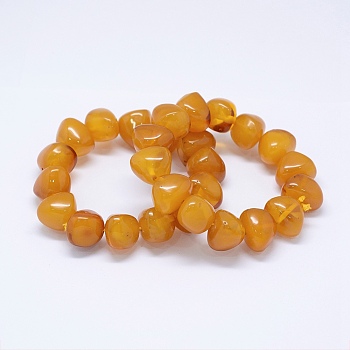 Resin Imitation Amber Beads Stretch Bracelets, Triangular Prism, Goldenrod, 2-1/4 inch(57mm)