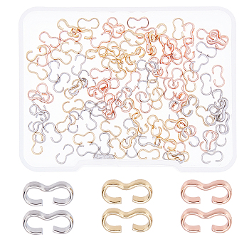SUPERFINDINGS 120Pcs 3 Colors Brass Quick Link Connectors, Chain Findings, Number 3 Shaped Clasps, Long-Lasting Plated, Mixed Color, 7x4x1mm, Inner Diameter: 6x2.4mm, 40pcs/color